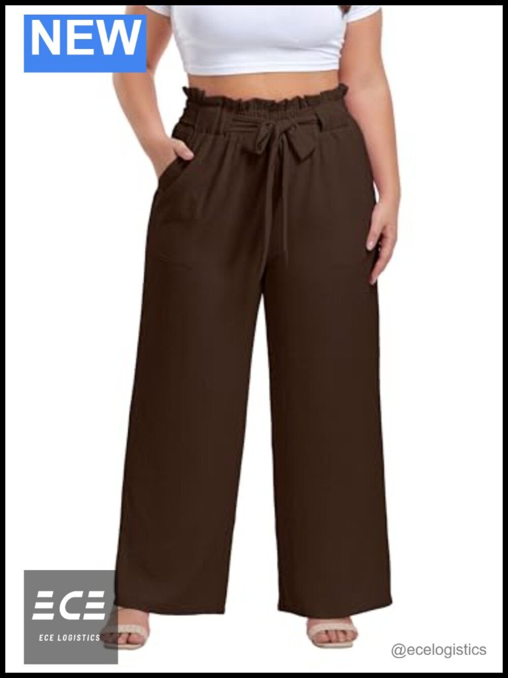 Plus Size Wide Leg Palazzo Pants High Waisted Pull On Trousers